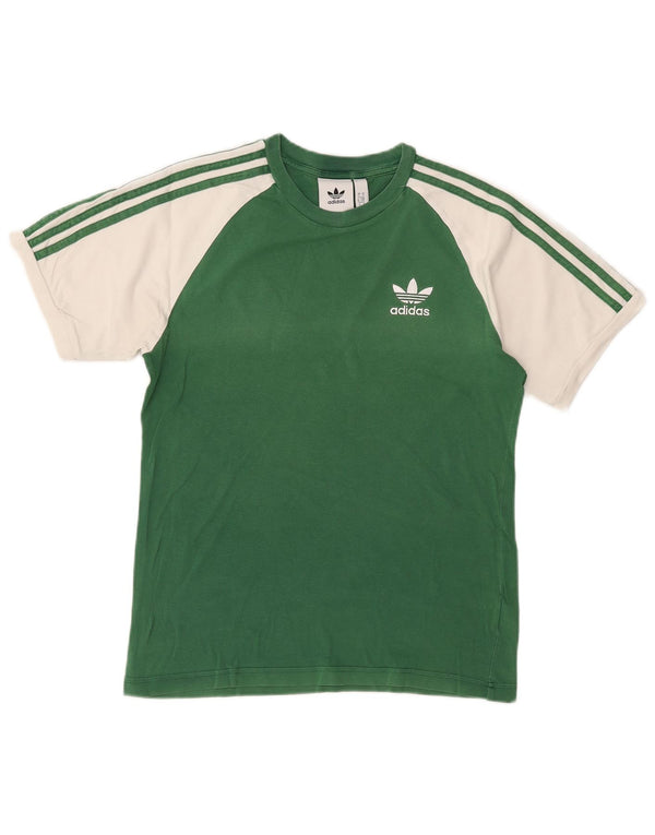 Adidas Mens T-Shirt Top Small Green Colourblock Polyester