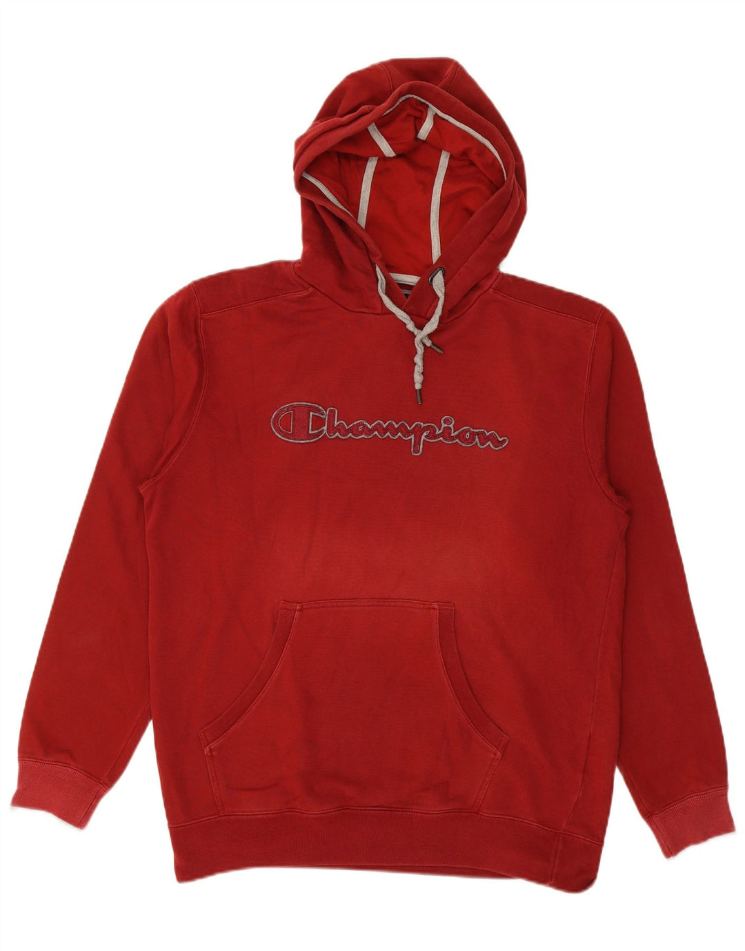 CHAMPION Mens Graphic Hoodie Jumper Large Red Cotton