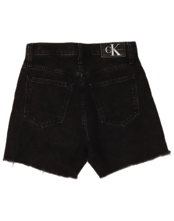 Calvin Klein Womens High Waist Denim Shorts W26 Small Black Cotton