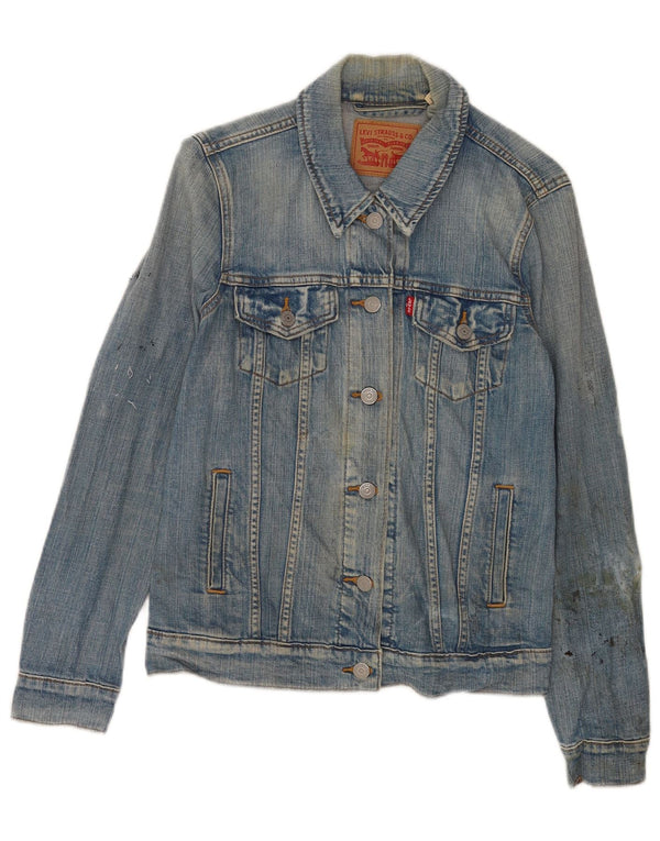 Levi's Womens Graphic Denim Jacket UK 8 Small Blue Cotton