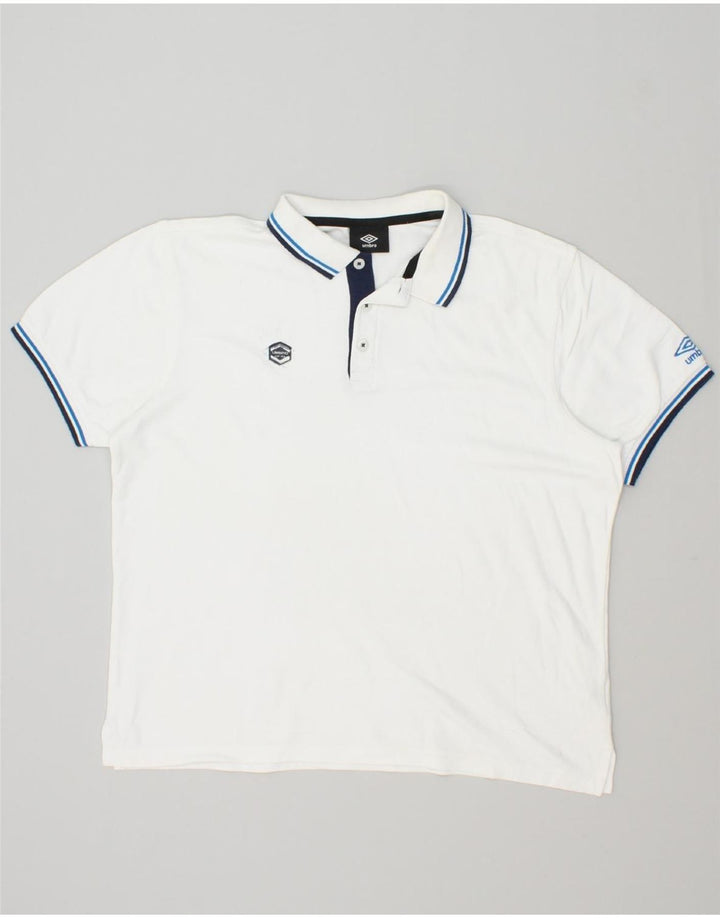 UMBRO Mens Graphic Polo Shirt Medium White Cotton Vintage Umbro and Second-Hand Umbro from Messina Hembry 