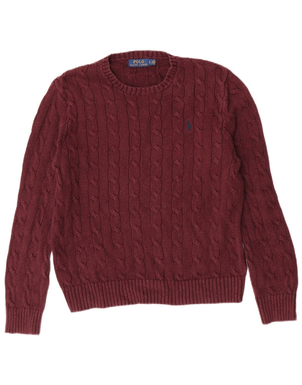 Polo Ralph Lauren Mens Crew Neck Jumper Sweater Small Maroon Cotton