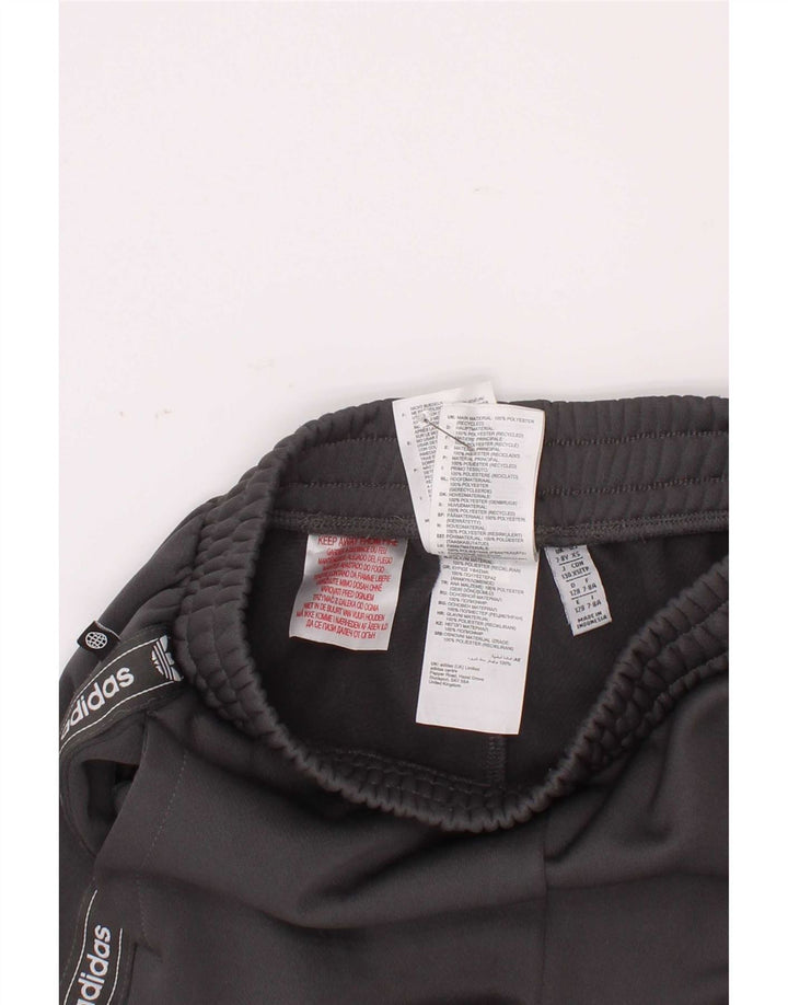 Adidas Boys Graphic Tracksuit Trousers Joggers 7-8 Years Grey Polyester