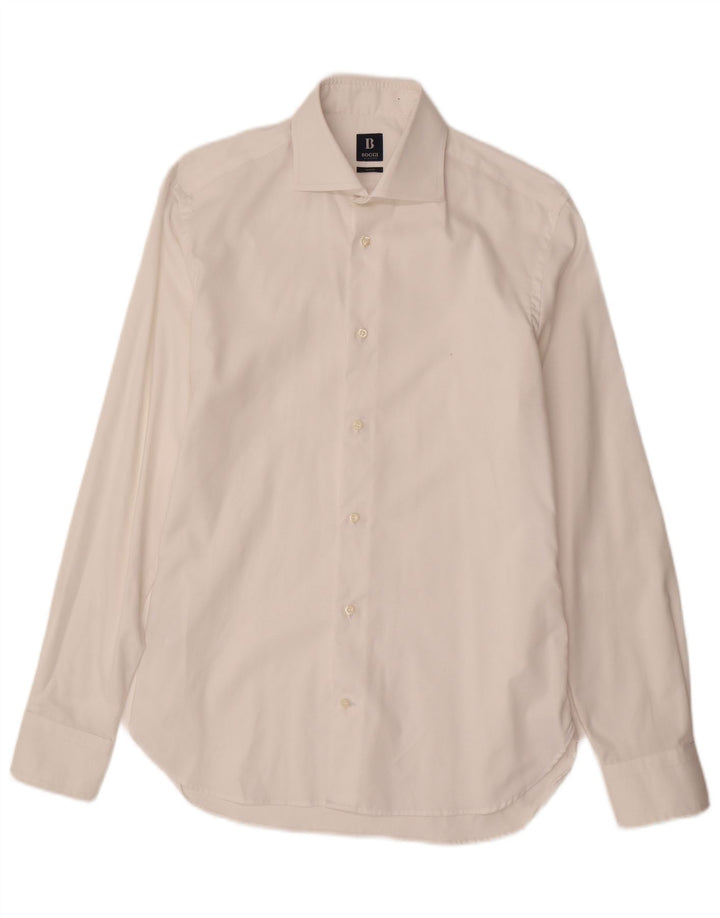 Boggi Mens Slim Fit Shirt Size 39 15 1/2 Medium White Cotton