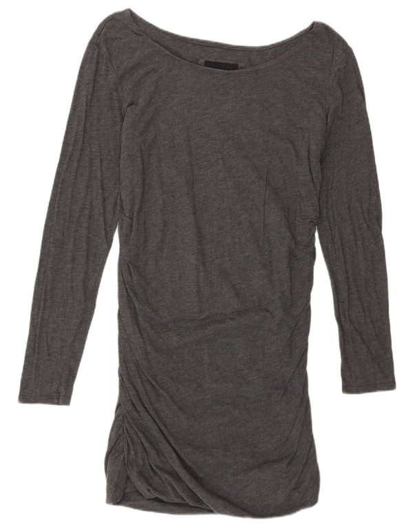 HURLEY Girls Long Sleeve T-Shirt Dress 12-13 Years Large Grey Cotton