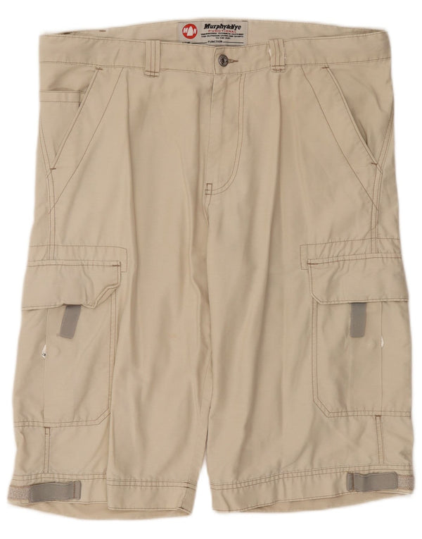 Murphy & Nye Mens Cargo Shorts W38 XL Beige Cotton