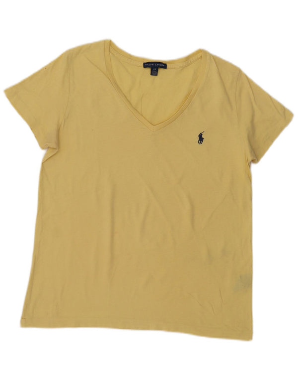 Ralph Lauren Womens T-Shirt Top UK 14 Large Yellow Cotton