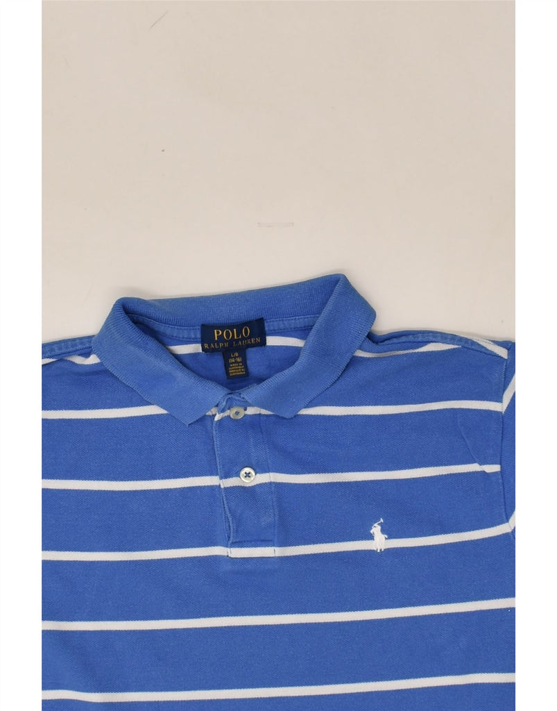 POLO RALPH LAUREN Boys Polo Shirt 14-15 Years Large Blue Striped Cotton | Vintage Polo Ralph Lauren | Thrift | Second-Hand Polo Ralph Lauren | Used Clothing | Messina Hembry 