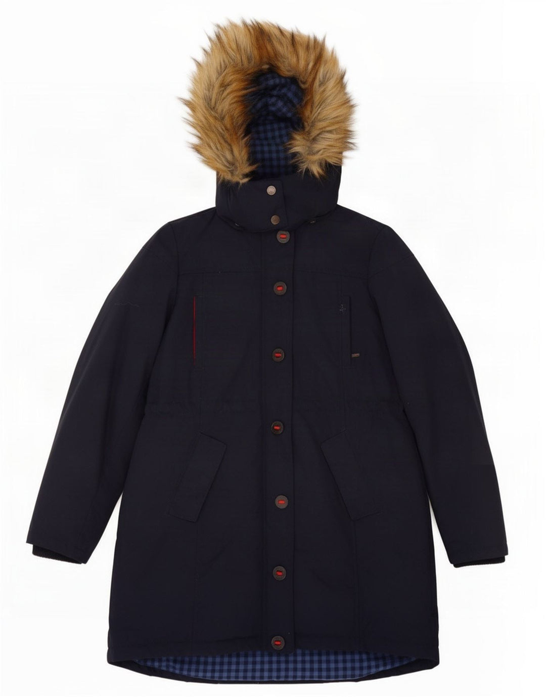 Fat Face Womens Hooded Padded Coat UK 14 Medium Navy Blue Nylon