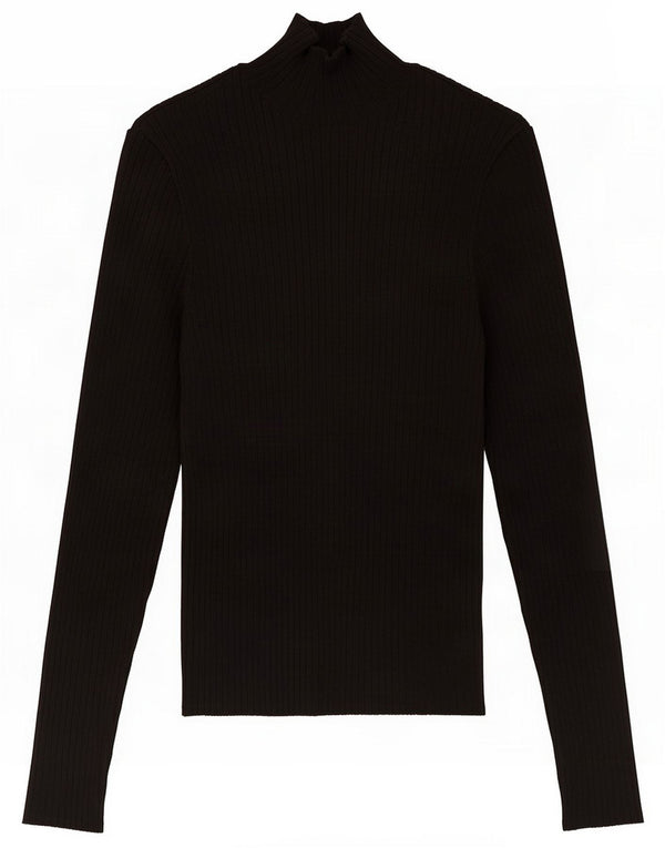 Zara Womens Slim Fit Top Long Sleeve UK 14 Large Black Viscose