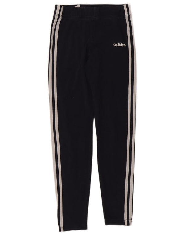 Adidas Girls Leggings 13-14 Years Navy Blue Cotton
