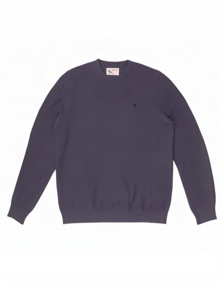 Penguin Mens Crew Neck Jumper Sweater Large Blue Cotton