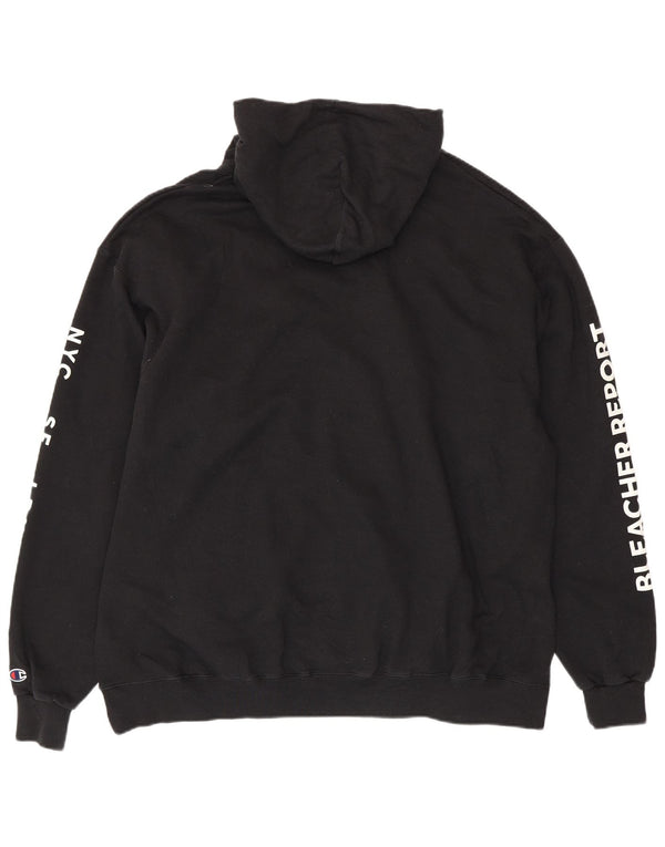 Champion Mens Graphic Hoodie Jumper 2XL Black Cotton