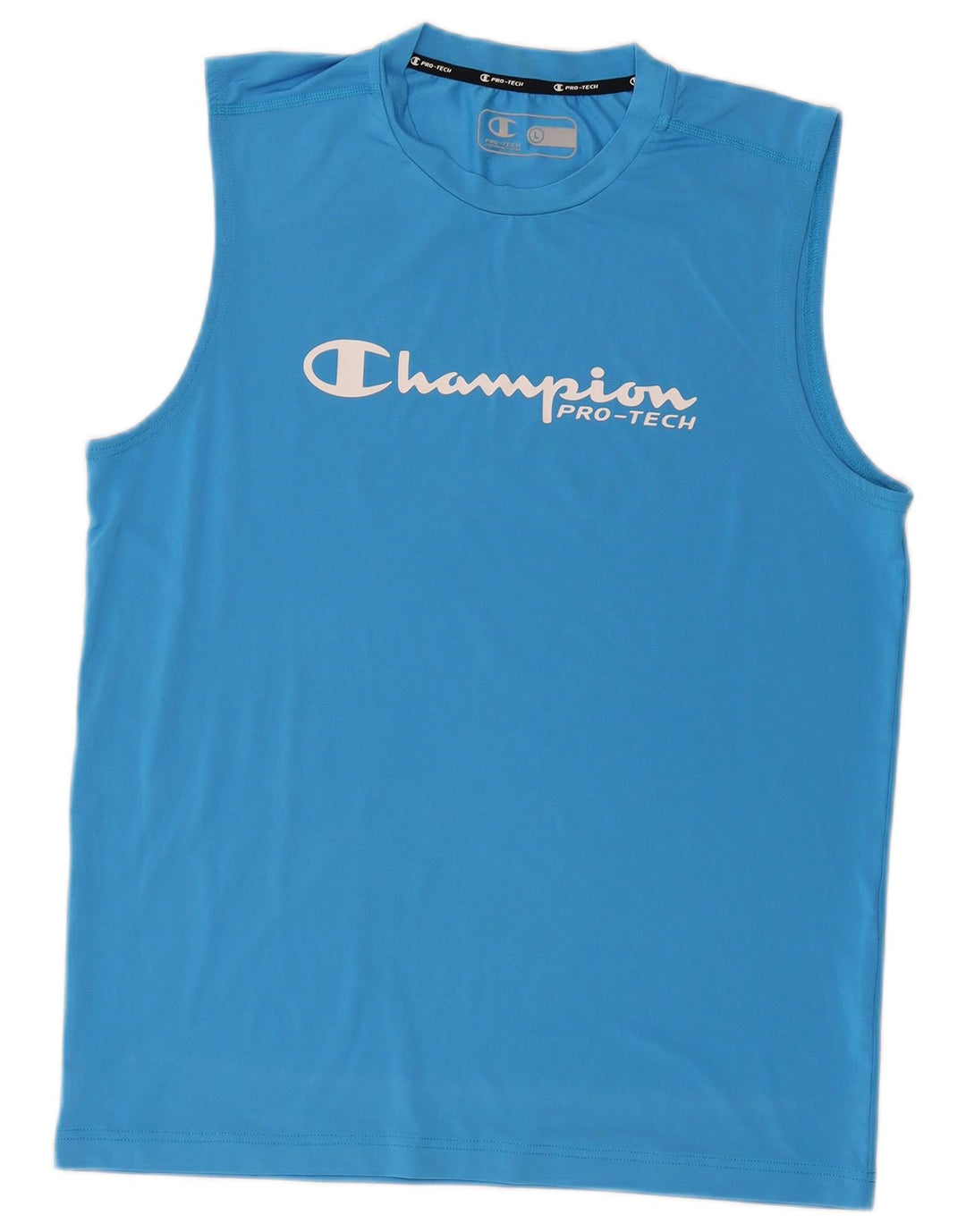 CHAMPION Mens Graphic Vest Top Large Blue Polyester