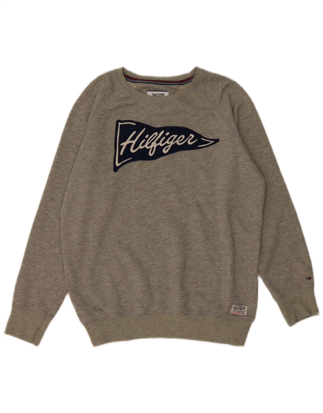 TOMMY HILFIGER Mens Graphic Sweatshirt Jumper Small Grey Cotton