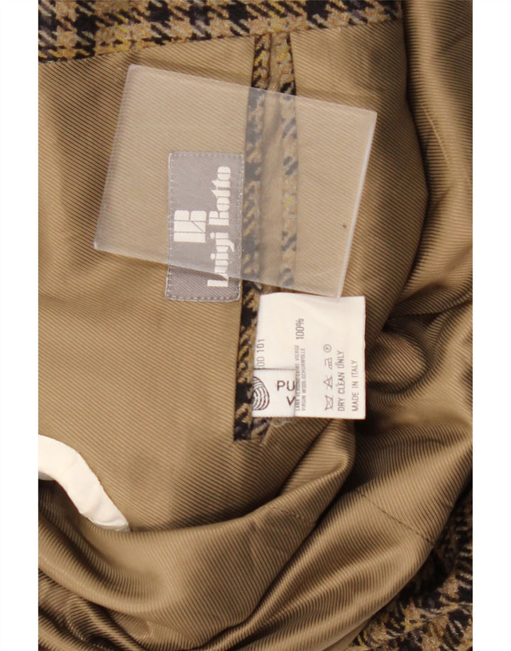 Luigi Botto Mens 2 Button Blazer Jacket UK 40 Large Brown Houndstooth Wool