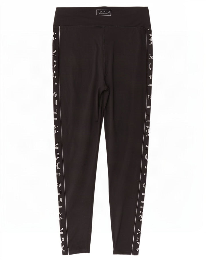 Jack Wills Womens Graphic Leggings UK 12 Medium Black Polyester