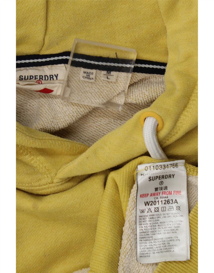 Superdry Mens Graphic Hoodie Jumper Medium Yellow Cotton