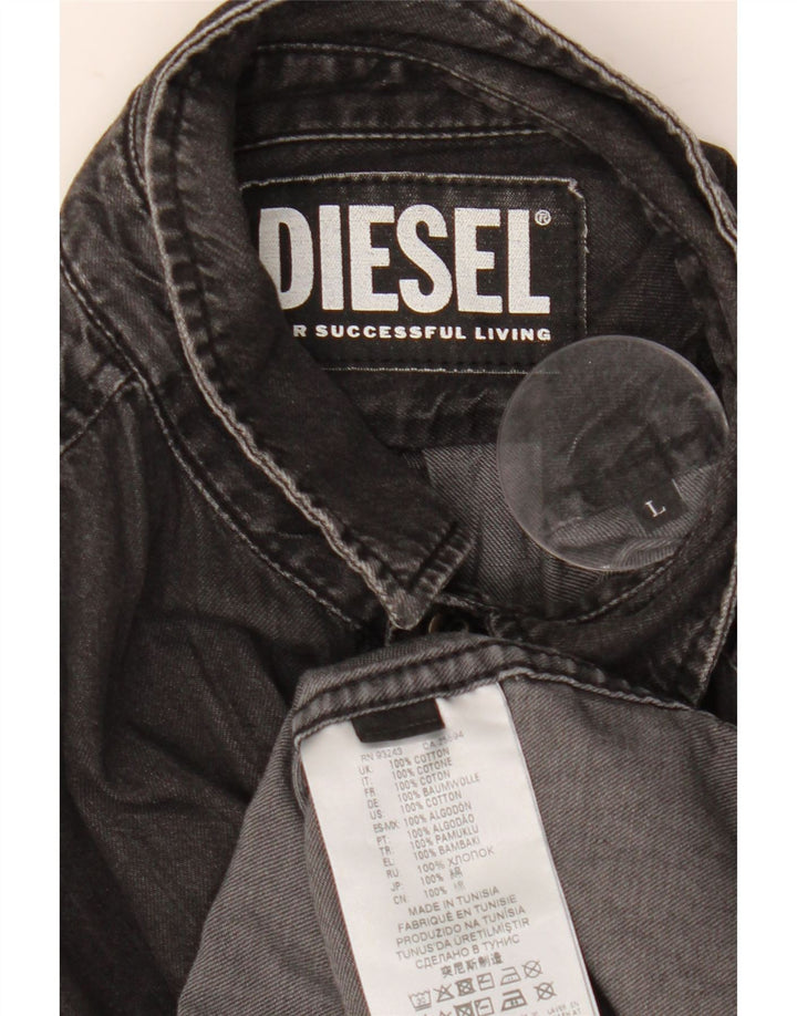 Diesel Mens Denim Shirt Large Black Cotton
