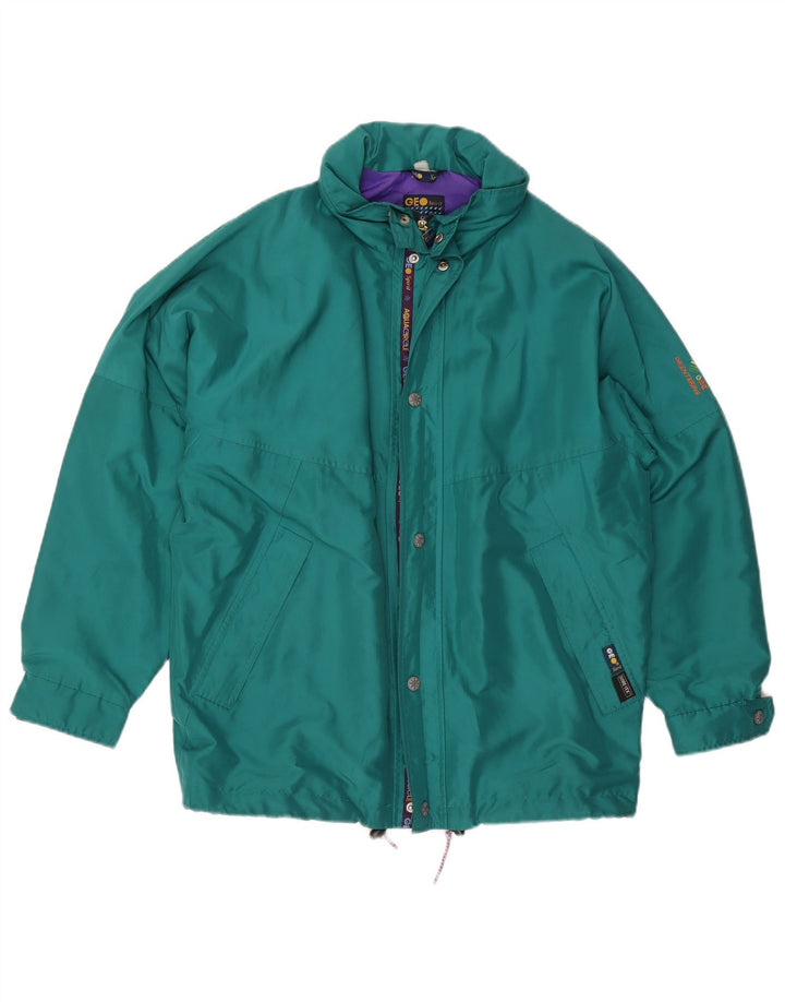 Geo Spirit Mens Hooded Rain Jacket UK 40 Large Green Polyester