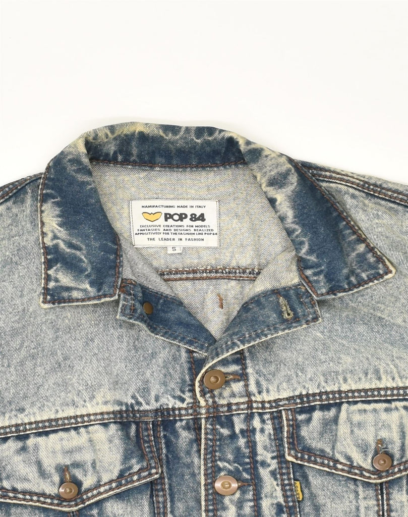 POP 84 Mens Denim Jacket UK 36 Small Blue Cotton | Vintage POP 84 | Thrift | Second-Hand POP 84 | Used Clothing | Messina Hembry 