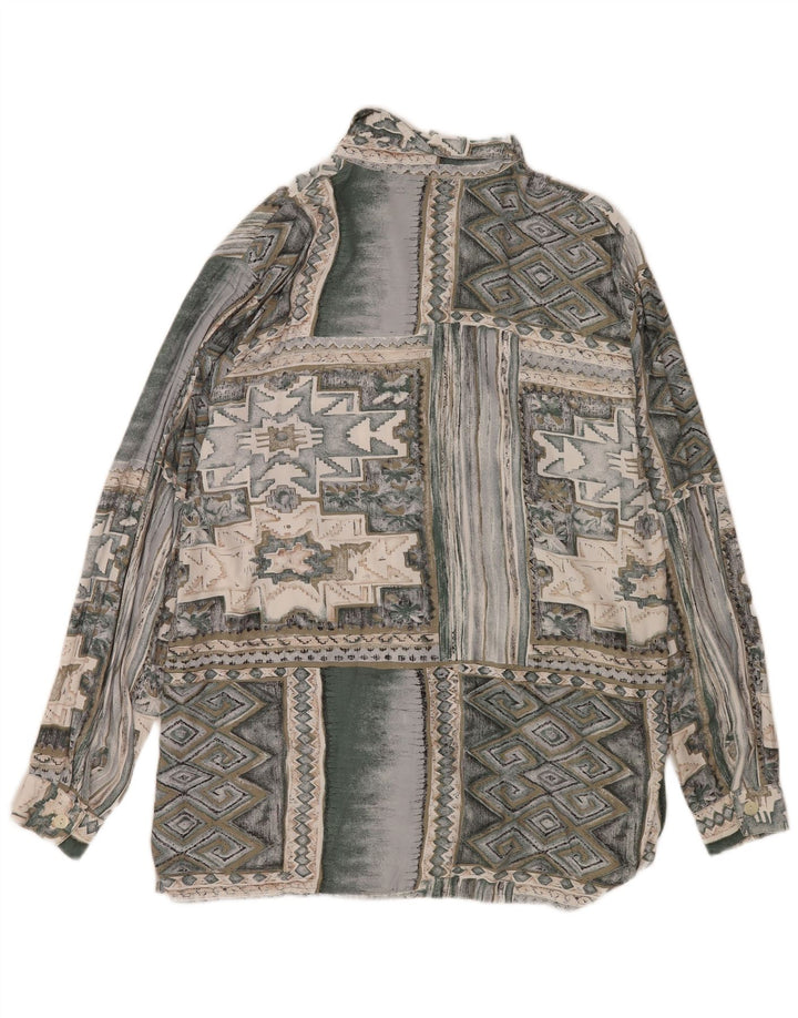 Biaggini Womens Shirt Blouse IT 44 Medium Green Geometric Viscose