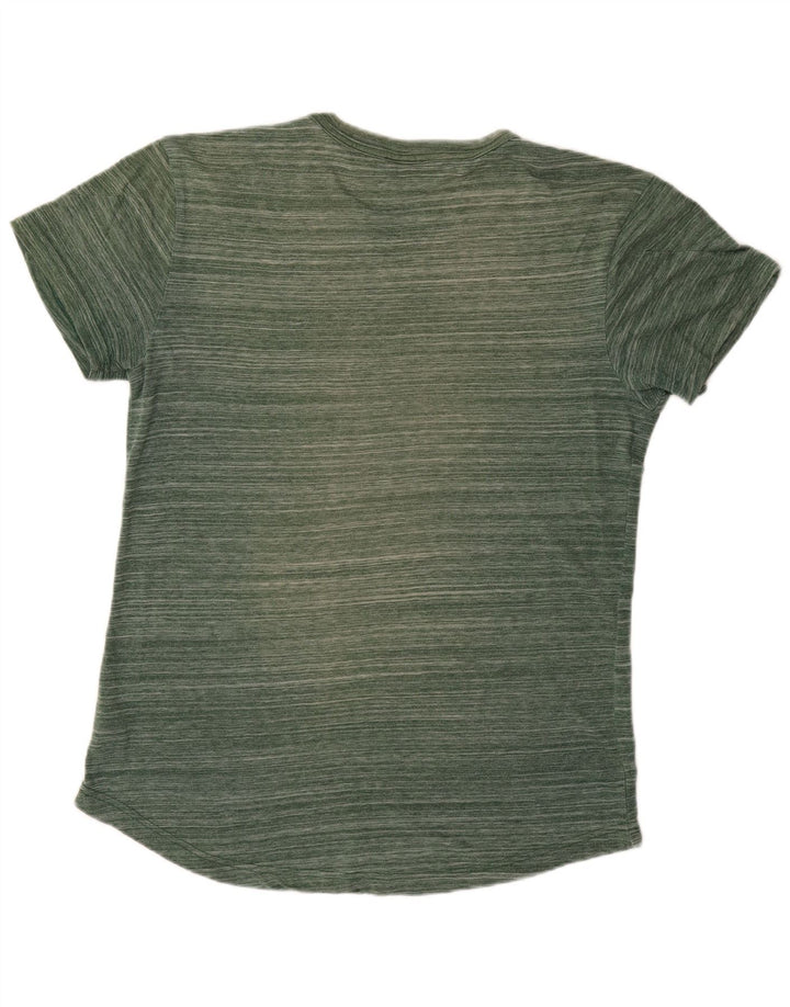 G-STAR Mens T-Shirt Top Medium Green Striped Polyester