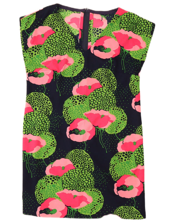Vintage Womens Shift Dress UK 16 Large Green Floral