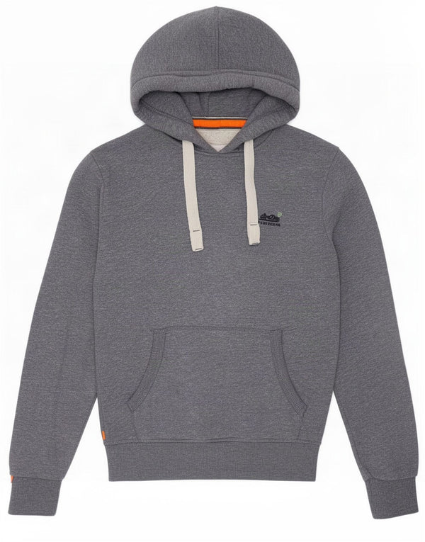 Superdry Mens Hoodie Jumper Small Grey Flecked Cotton