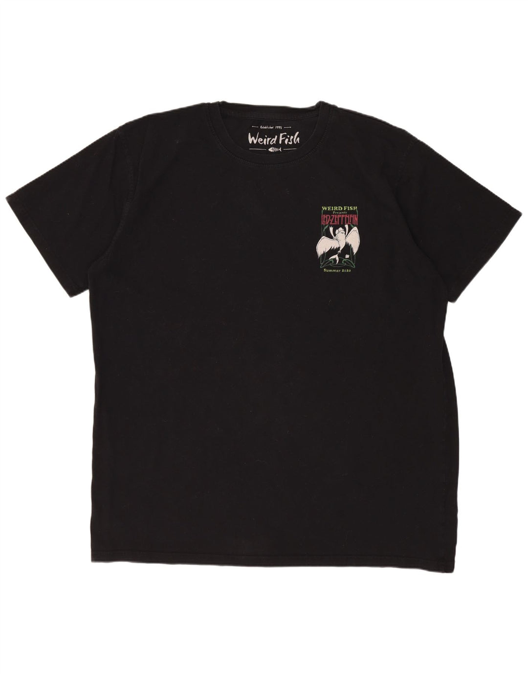WEIRD FISH Mens Graphic T-Shirt Top XL Black Cotton