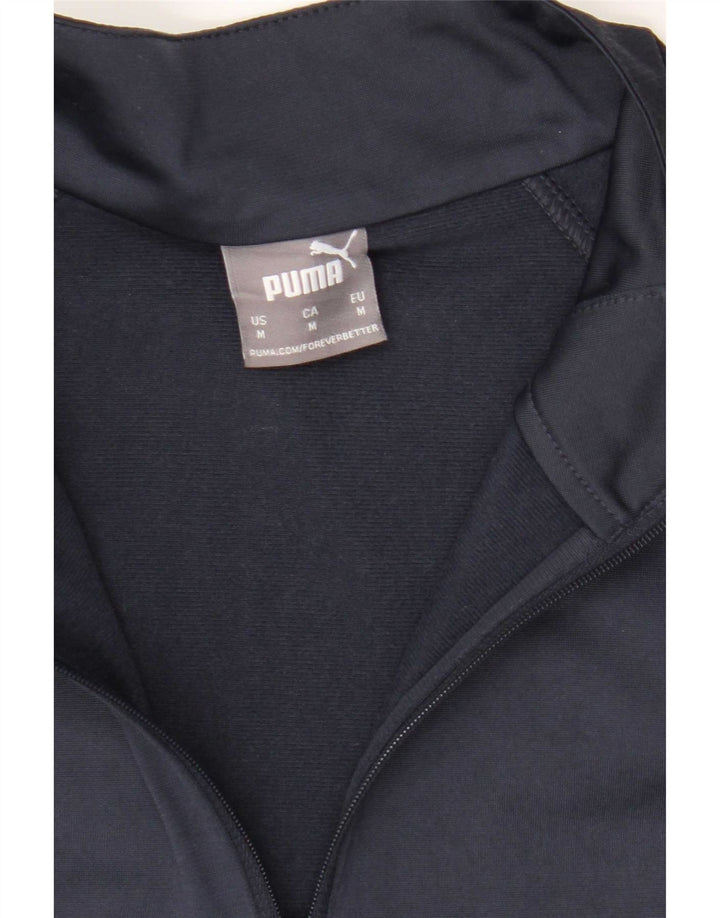Puma Mens Zip Neck Pullover Tracksuit Top Medium Navy Blue Colourblock