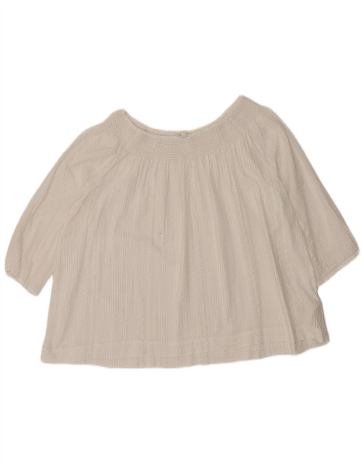 Fat Face Womens Oversized 3/4 Sleeve Blouse Top UK 16 Large  White Cotton