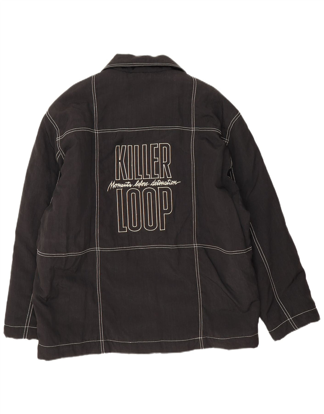 Killer Loop Mens Graphic Bomber Jacket UK 38 Medium Black Polyamide