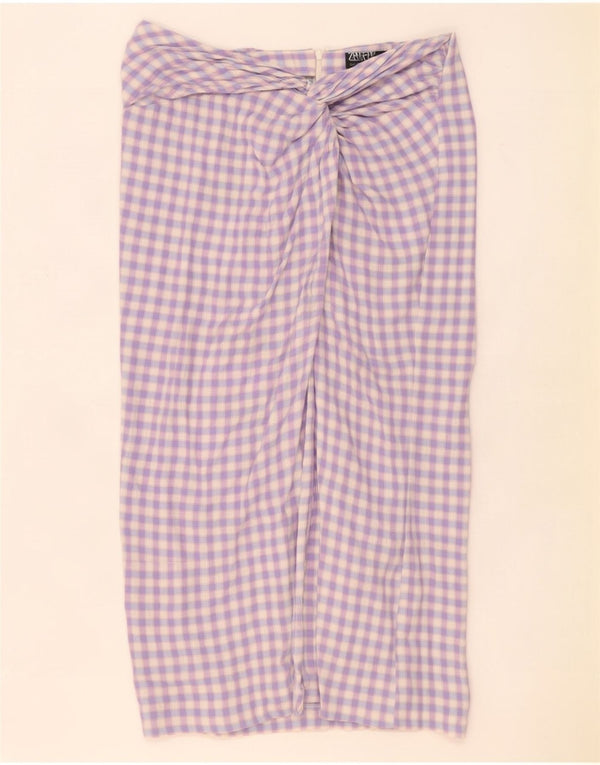 Zara Womens Maxi Skirt Large W32 Purple Gingham