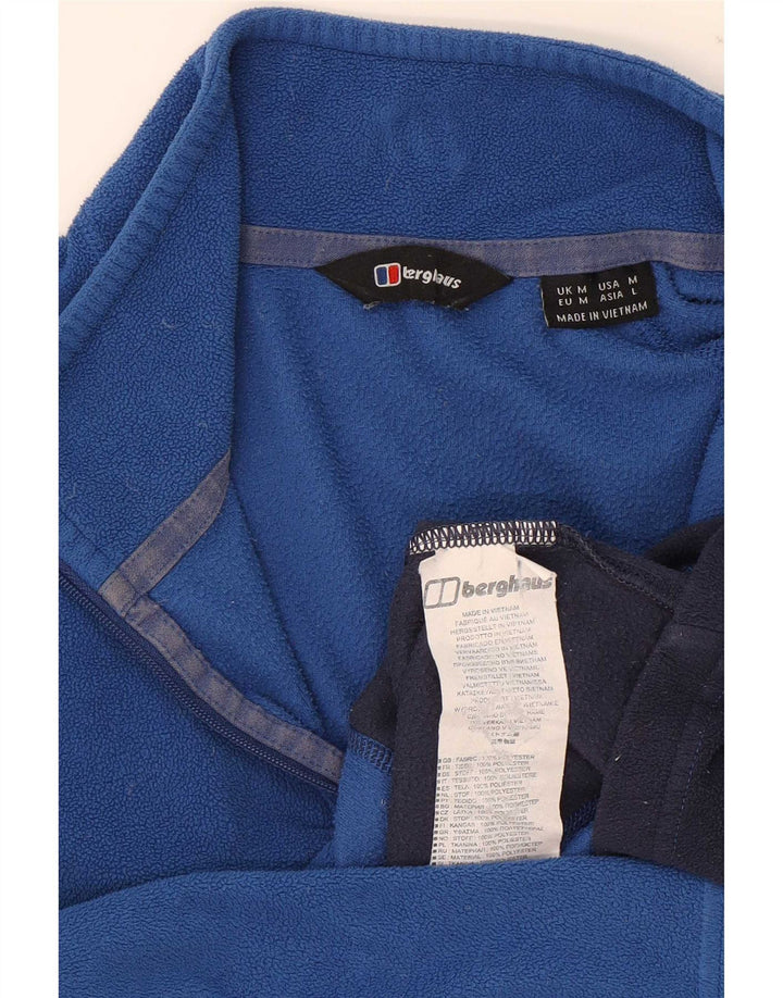 Berghaus Mens Zip Neck Fleece Jumper Medium Blue Colourblock Polyester