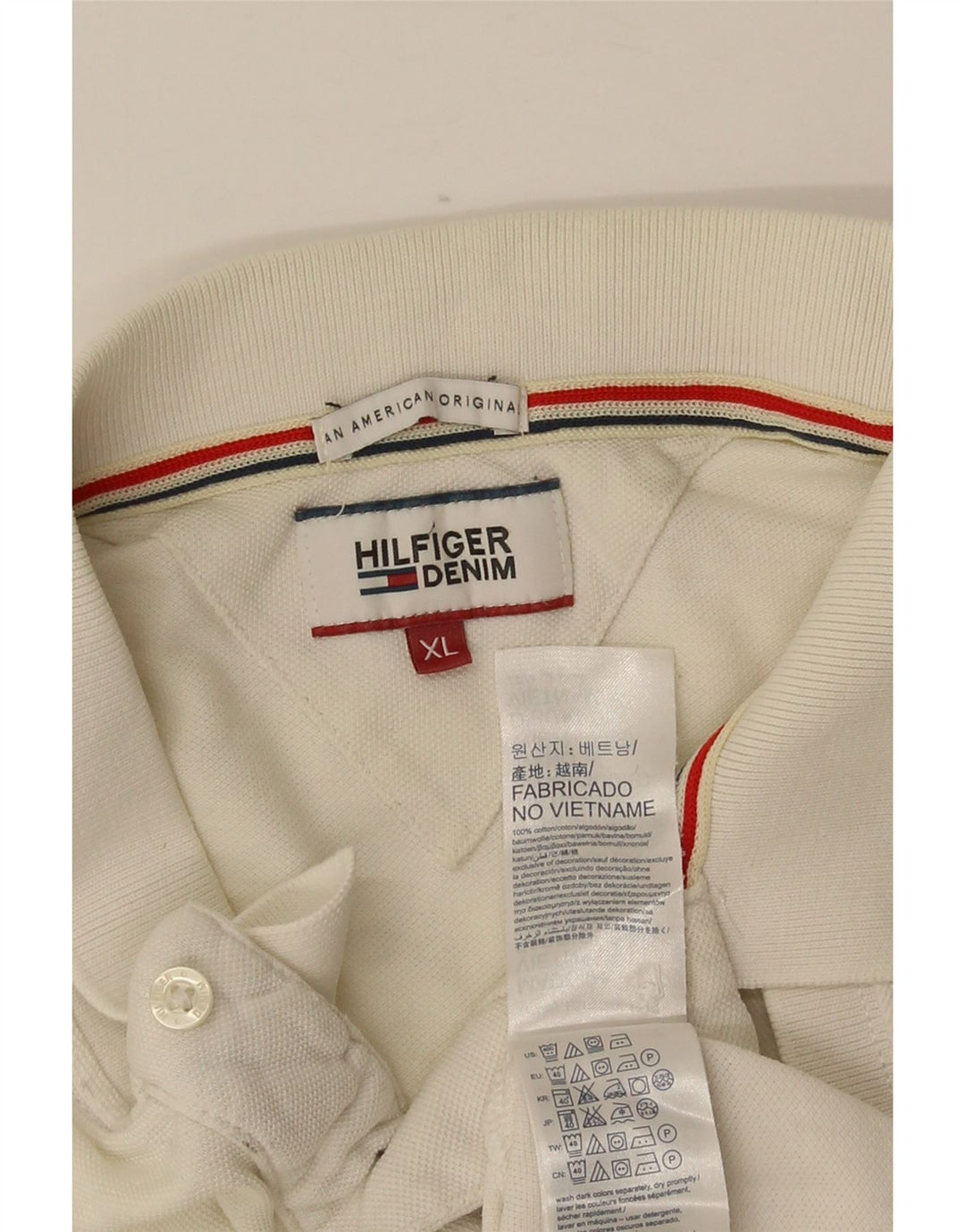 Tommy Hilfiger Mens Polo Shirt XL Off White Cotton