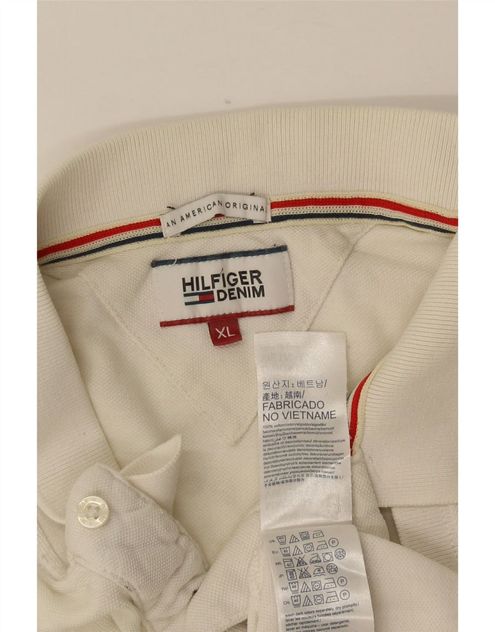Tommy Hilfiger Mens Polo Shirt XL Off White Cotton