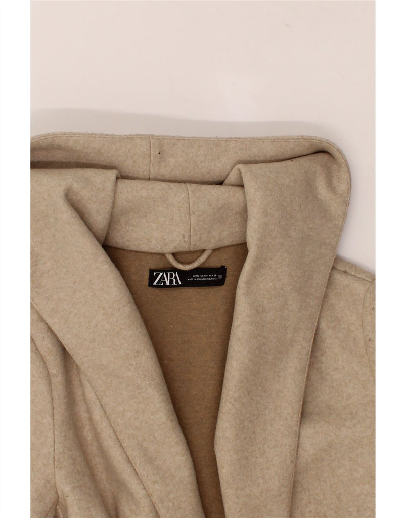 ZARA Womens Hooded Overcoat UK 14 Medium Beige Polyester Vintage Zara and Second-Hand Zara from Messina Hembry 