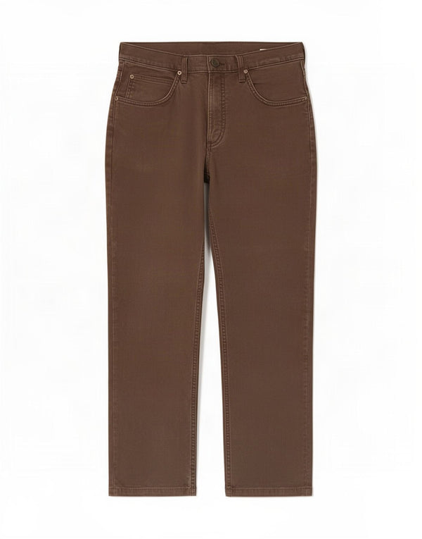 Lee Mens Brooklyn Straight Jeans W33 L32 Brown Cotton