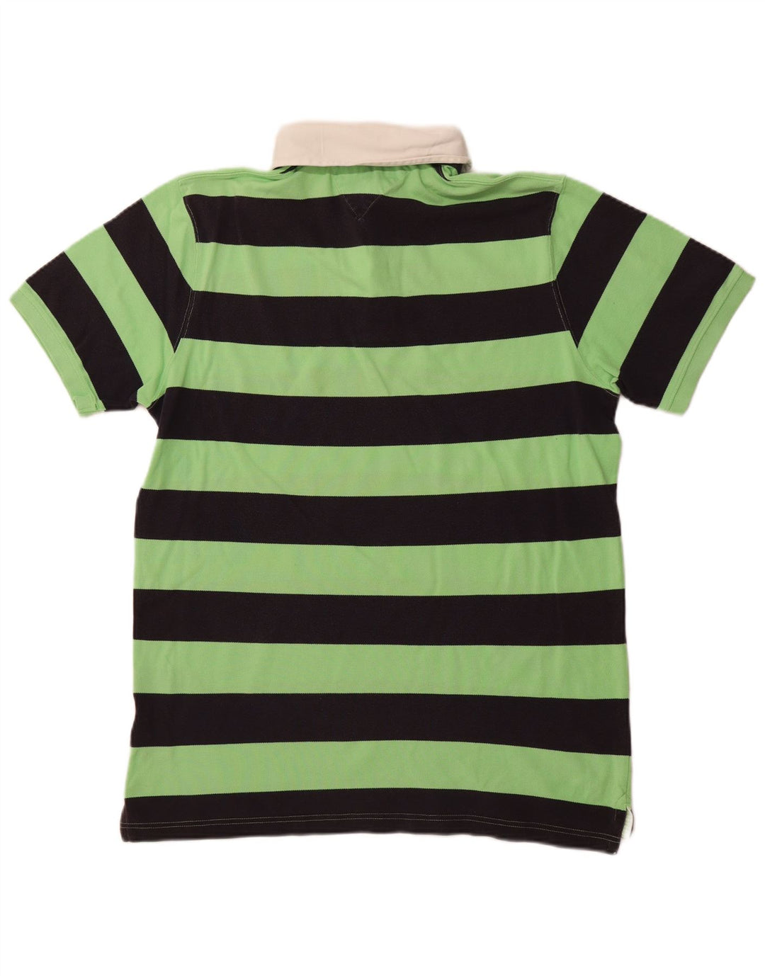 TOMMY HILFIGER Mens Rugby Polo Shirt 2XL Green Striped Cotton