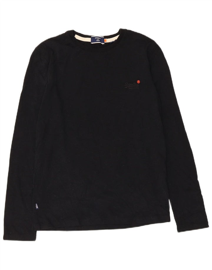 Superdry Mens Top Long Sleeve Small Black Cotton