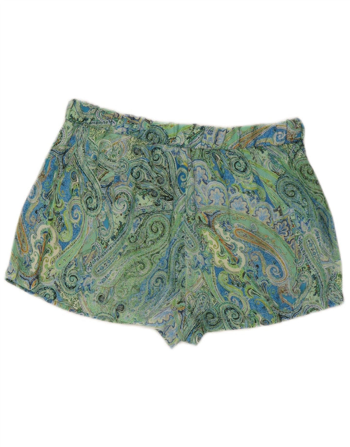 Zara Womens Hot Pants Medium W28  Green Paisley Polyester