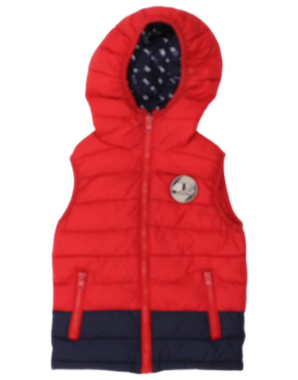 Cesare Paciotti Baby Boys Hooded Padded Gilet 18-24 Months Red Colourblock