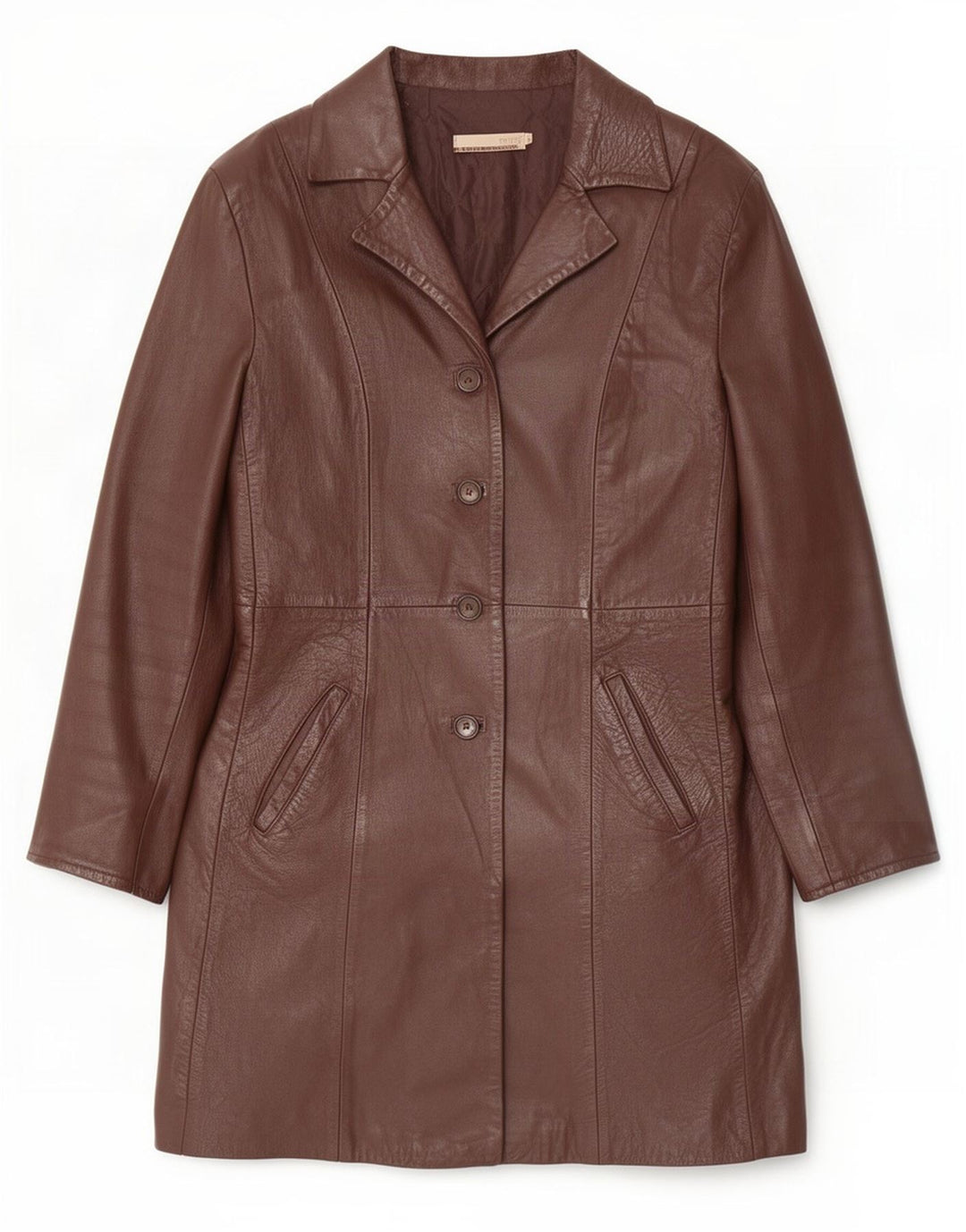 Vintage Womens Leather Coat IT 48 XL Brown
