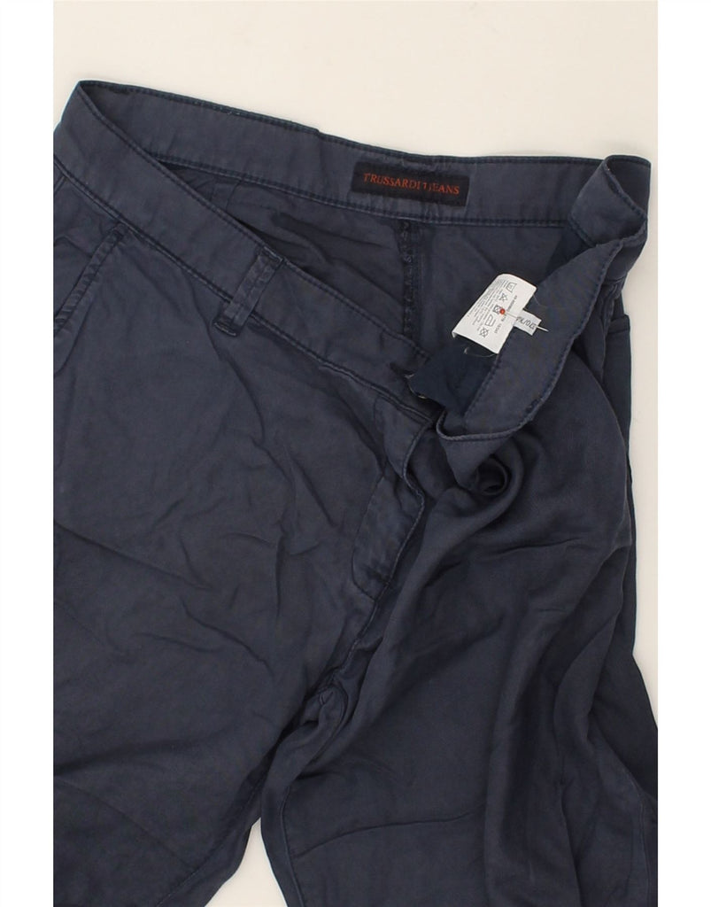 TRUSSARDI Mens Slim Chino Trousers W32 L30  Navy Blue Cotton | Vintage Trussardi | Thrift | Second-Hand Trussardi | Used Clothing | Messina Hembry 