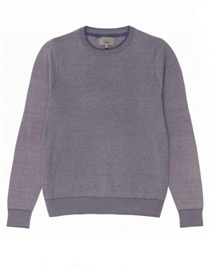 Marks & Spencer Mens Tailored Fit Crew Neck Jumper Sweater Small Blue