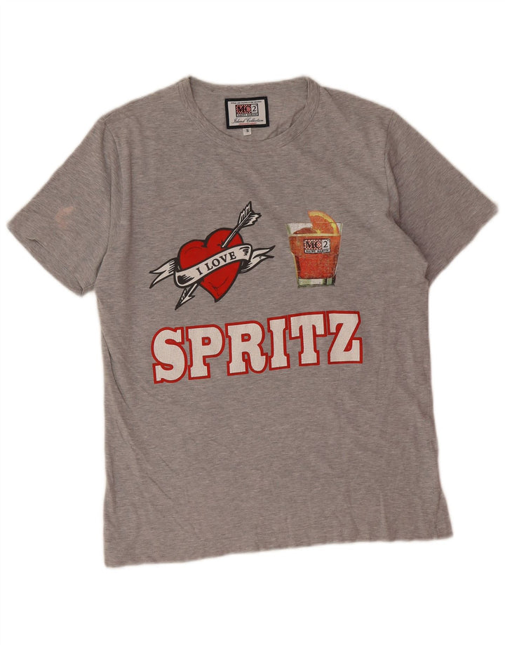 MC2 SAINT BARTH  Mens Graphic T-Shirt Top Small Grey Cotton