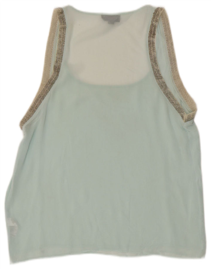 Topshop Womens Sleeveless Blouse Top UK 10 Small Blue Polyester