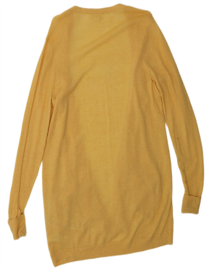 FAT FACE Womens Longline Open Cardigan Sweater UK 14 Medium  Yellow Wool