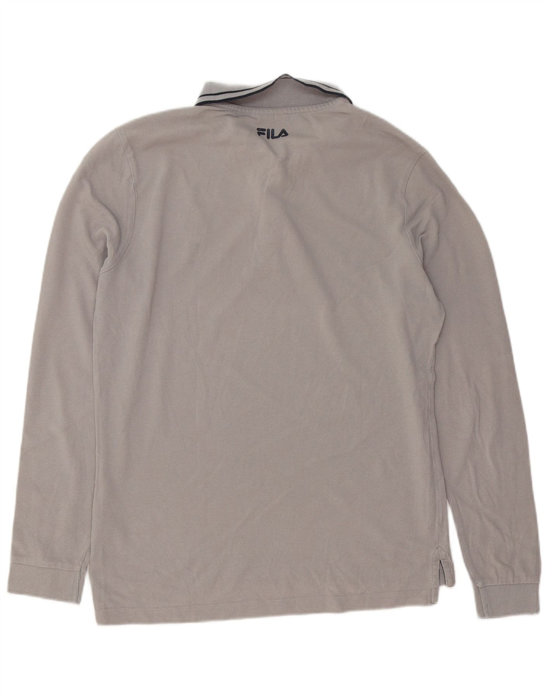 Fila Mens Long Sleeve Polo Shirt Large Grey Cotton